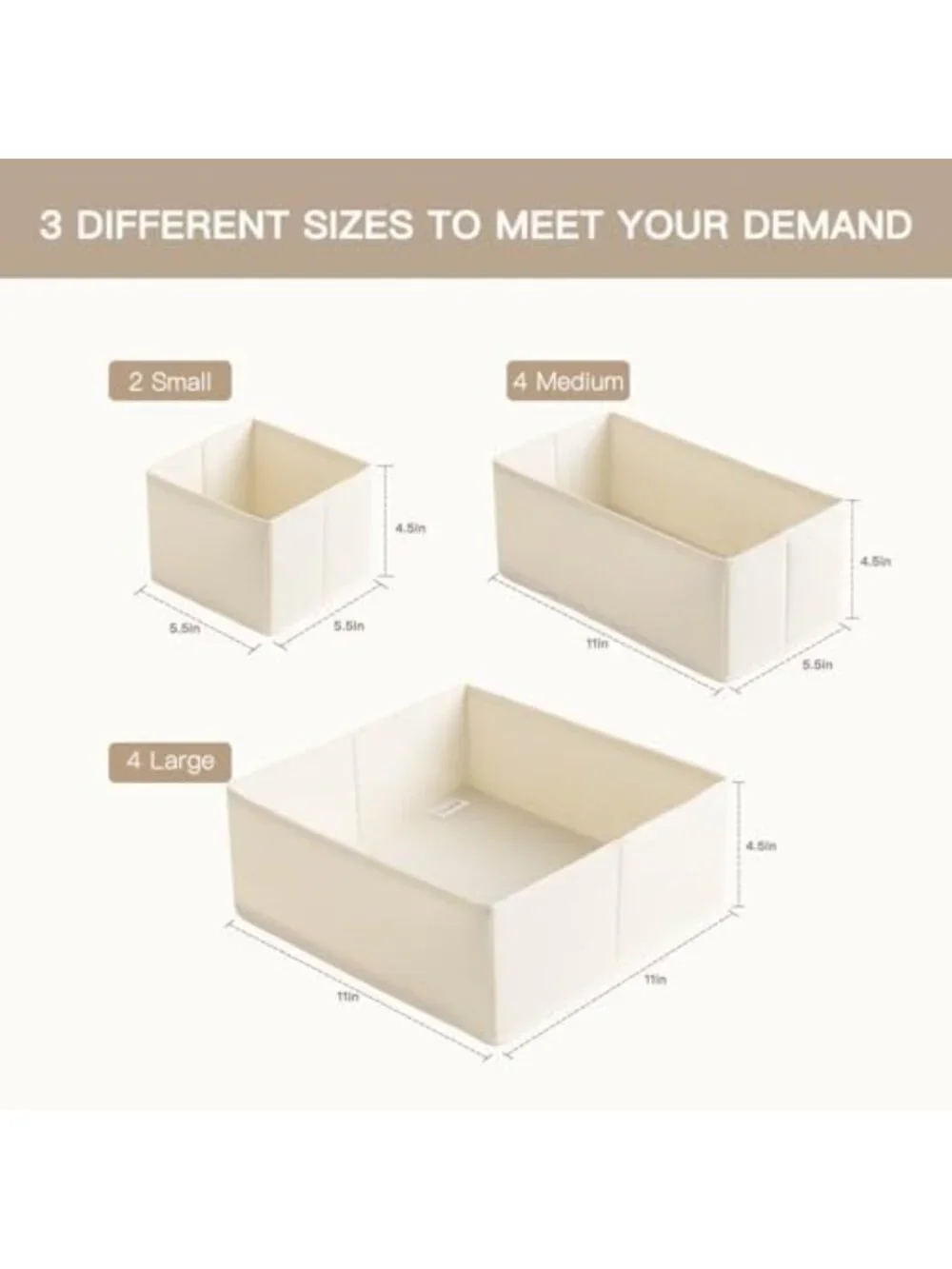 10-Pack Foldable Drawer Organizer Bins for Baby Clothes, Underwear & Socks